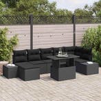 vidaXL Tuinbank Set met opslag 8 pcs Zwart Poly rattan, Tuin en Terras, Verzenden, Nieuw