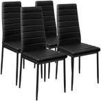 tectake Eetkamerstoelen, kunstleer - zwart, Set van 4, Huis en Inrichting, Stoelen, Verzenden, Nieuw