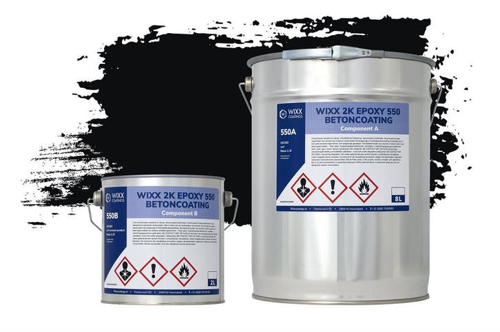Wixx 2K Epoxy 550 Betonverf RAL 9005 | Gitzwart 5L, Doe-het-zelf en Bouw, Verf, Beits en Lak, Nieuw, Verzenden