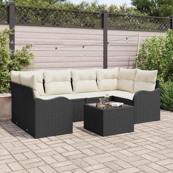 vidaXL Tuinbank Set Zwart 55 x 55 x 37 cm poly rattan, Verzenden