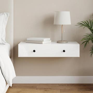 vidaXL Wandgemonteerde Zijtafel Hoogglans Wit 87,5 x 34,5 x, Verzenden