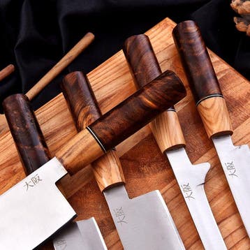 Japanese Style Kitchen Knife SET With Leather BAG Included -