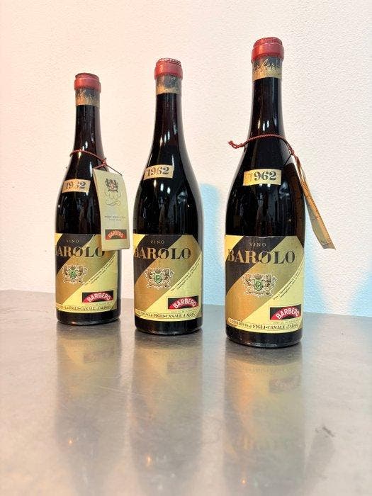 1962 Barbero Giorgio - Barolo - 3 Flessen (0.72L), Verzamelen, Wijnen