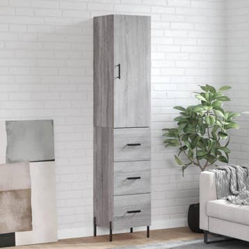 vidaXL Hoge kast 34,5x34x180 cm bewerkt hout grijs sonoma, Verzenden, Nieuw