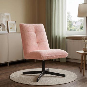 vidaXL Draaistoel Roze Bouclé, Huis en Inrichting, Verzenden, Nieuw