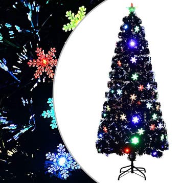 vidaXL Kerstboom met LED-sneeuwvlokken 180 cm glasvezel, Verzenden, Nieuw