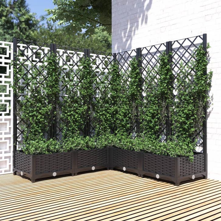 vidaXL Plantenbak met latwerk 120x120x121,5 cm polypropeen, Jardin & Terrasse, Pots de fleurs, Envoi