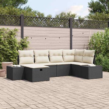 vidaXL Bankstel 7 st poly rattan, Verzenden