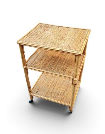 Trolley - Bamboe, Rattan - Een karretje of etagère met drie