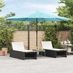 vidaXL Parasol met stalen paal 388x388x248 cm blauw, Verzenden