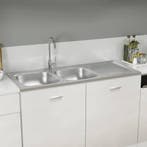 vidaXL Gootsteen dubbele bakken 1200x500x155 mm roestvrij, Huis en Inrichting, Keuken | Keukenelementen, Verzenden, Nieuw