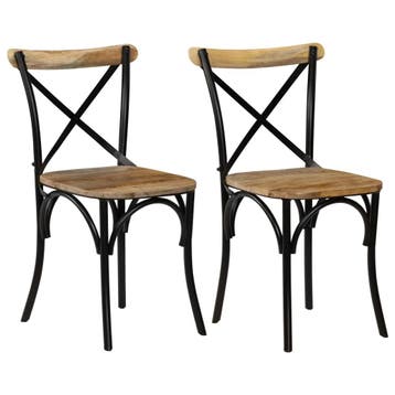 Mangohout stoelen set | Tweede kansje | OP = OP, Huis en Inrichting, Twee, Verzenden, Zwart, Zo goed als nieuw