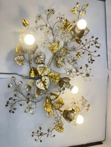 Wandkandelaar - Smeedijzer en glas - wandlamp, Nieuw