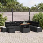 vidaXL Tuinbank Set met opslag 9 pcs Zwart Poly rattan, Verzenden