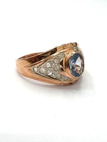 Zonder minimumprijs - Ring - 9 kt. Roségoud, Zilver Spinel -