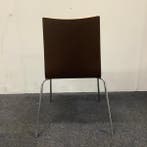 kantinestoel, stapelstoel, bruin - chroom