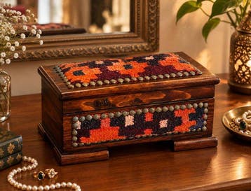 Boîte à bijoux - noix - coffre à tapis