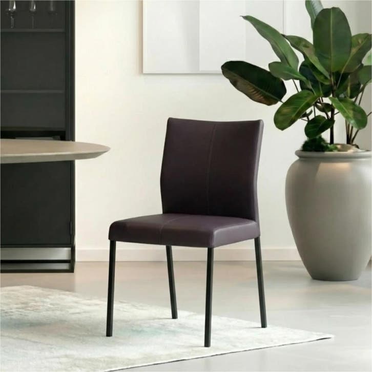 Leren eetkamerstoel Basic - Hermes Merlin (donkerpaars) -, Maison & Meubles, Chaises, Enlèvement ou Envoi