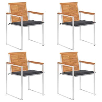 vidaXL Tuinstoelen 4 st met kussens massief acaciahout, Tuin en Terras, Tuinstoelen, Verzenden, Nieuw