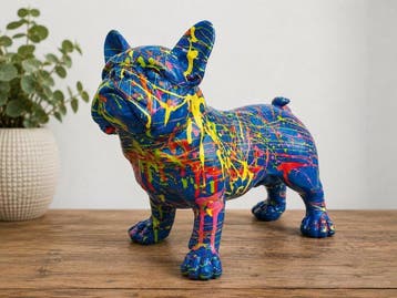 Beeld, French bulldog blue garden or for indoor - 28 cm -