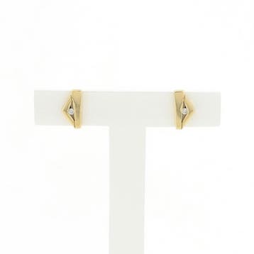 Gouden oorstekers met diamant; 0,01 ct. (Oorbellen), Handtassen en Accessoires, Oorbellen, Gebruikt, Ophalen of Verzenden, Met edelsteen