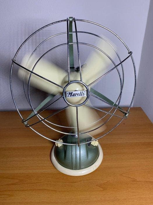 Ercole Marelli Elektrische ventilator - 0254 - Staal, Chroom, Antiek en Kunst, Antiek | Wandborden en Tegels