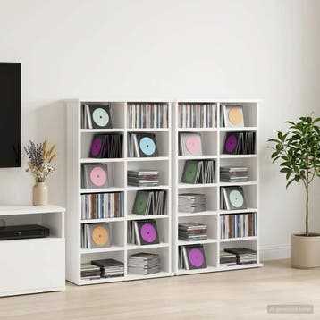 vidaXL CD Kast 2 st Wit 60 x 17 x 92 cm Bewerkt hout, Verzenden