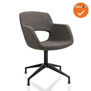 Bouclé - Vergaderstoel - Onderstel met doppen - Antraciet, Vergader- of Presentatieruimte, Ophalen of Verzenden, Gebruikt, Stoel