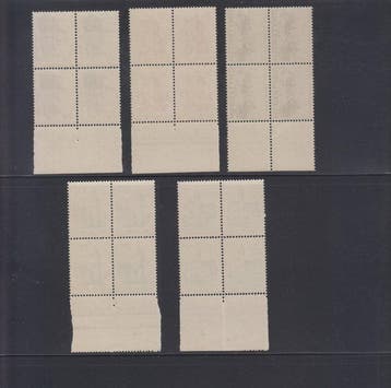 Nederland 1951/1951 - NVPH 568 - 572 in blokken van 4, alle, Gestempeld
