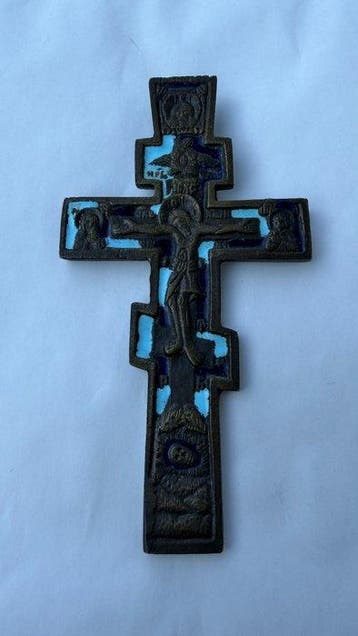 Crucifix - Gepatineerd brons - 1960-1980 - Byzantijns