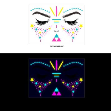 Gezicht Sticker Glow in the Dark FA-007, Verzenden