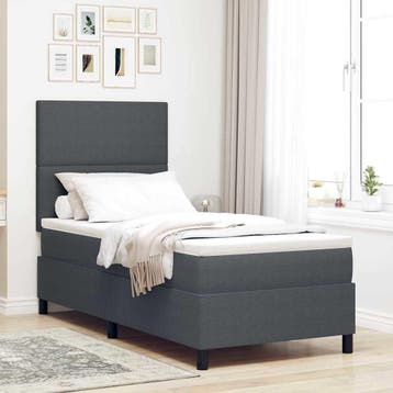 vidaXL LED Box Spring Bed Donkergrijs en Wit 90 x 190 cm, Verzenden, Nieuw