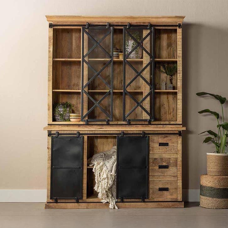 Buffetkast Mangohout Milan 220 X, Huis en Inrichting, Kasten | Buffetkasten, Nieuw, Overige houtsoorten, Verzenden