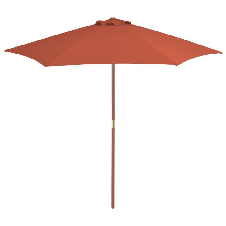 vidaXL Parasol met houten paal 270 cm terracotta, Tuin en Terras, Parasols, Nieuw, Verzenden