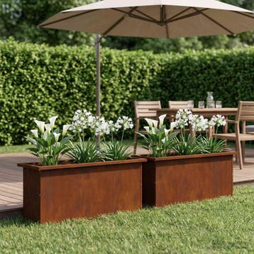 vidaXL Tuinplantenbak met led 2 st Roestkleurig 30 x 100 x, Verzenden, Nieuw