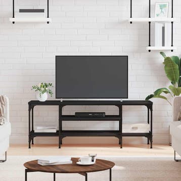 vidaXL Tv-meubel 121x35x45 cm bewerkt hout en ijzer zwart, Verzenden, Nieuw