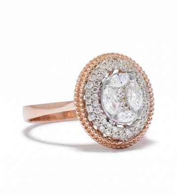 Bague tendance - 14 carats Or rose - 0.57ct. tw. Diamant