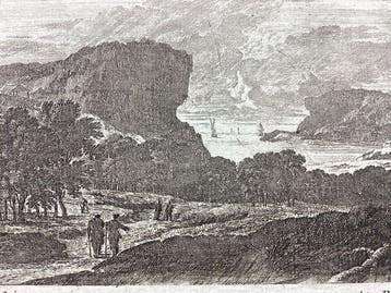 Adam Perelle (1640-1695) - Paesaggio marittimo con viandanti