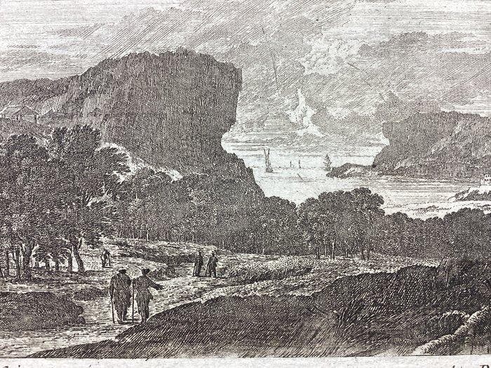 Adam Perelle (1640-1695) - Paesaggio marittimo con viandanti, Antiek en Kunst, Antiek | Overige Antiek