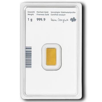 1 gram - Goud .999 - 1g .9999 Fine Gold Bar Austrian Mint