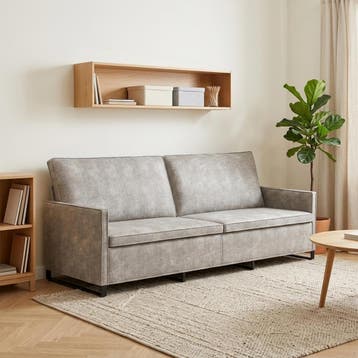 vidaXL 3-zits sofa Lichtgrijs 220 x 81 x 82 cm Kunstsuède, Verzenden, Nieuw