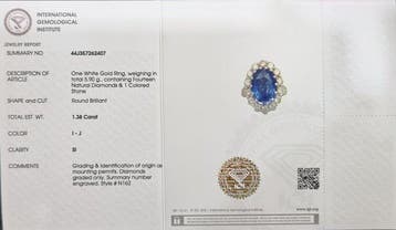 Zonder minimumprijs - Ring - 14 karaat Witgoud - 9.18ct. tw., Nieuw