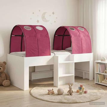 vidaXL Bed met Tunnel 3 st Wit en Rood Bewerkt hout, Verzenden, Nieuw