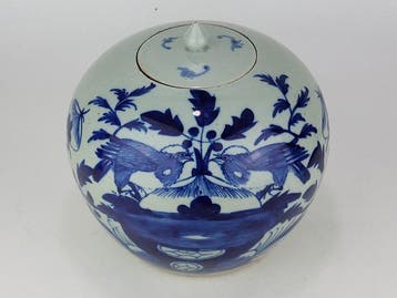 Pot - Porselein - dekselpot Celadon-grond