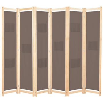 vidaXL Kamerscherm met 6 panelen 240x170x4 cm stof bruin, Verzenden, Nieuw