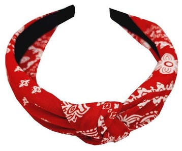 Haarband Diadeem 3cm – Knoop – Paisleyprint Stof – Rood, Nieuw