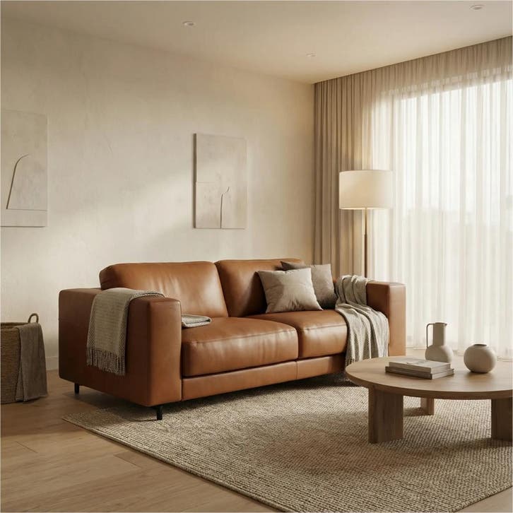 Leren bank Clear - 2,5 zits - Elegance Cognac (cognac) -, Maison & Meubles, Canapés | Salons, Enlèvement ou Envoi