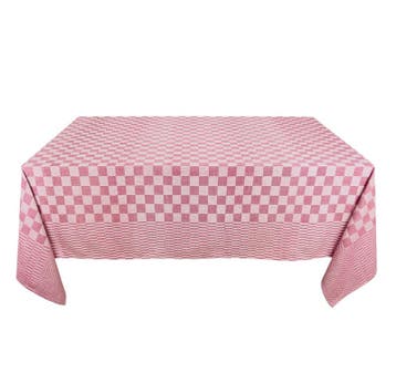 Tafelkleed Rood en Wit Geblokt 140x240cm 100% Katoen - Treb, Verzenden, Tafelkleed of Tafelzeil