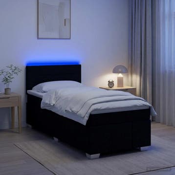 vidaXL Boxspringbed met matras met hoofdeinde Zwart 90 x 200, Verzenden