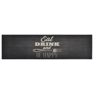 vidaXL Keukenmat wasbaar keukenprint 45x150 cm fluweel zwart, Verzenden, Nieuw